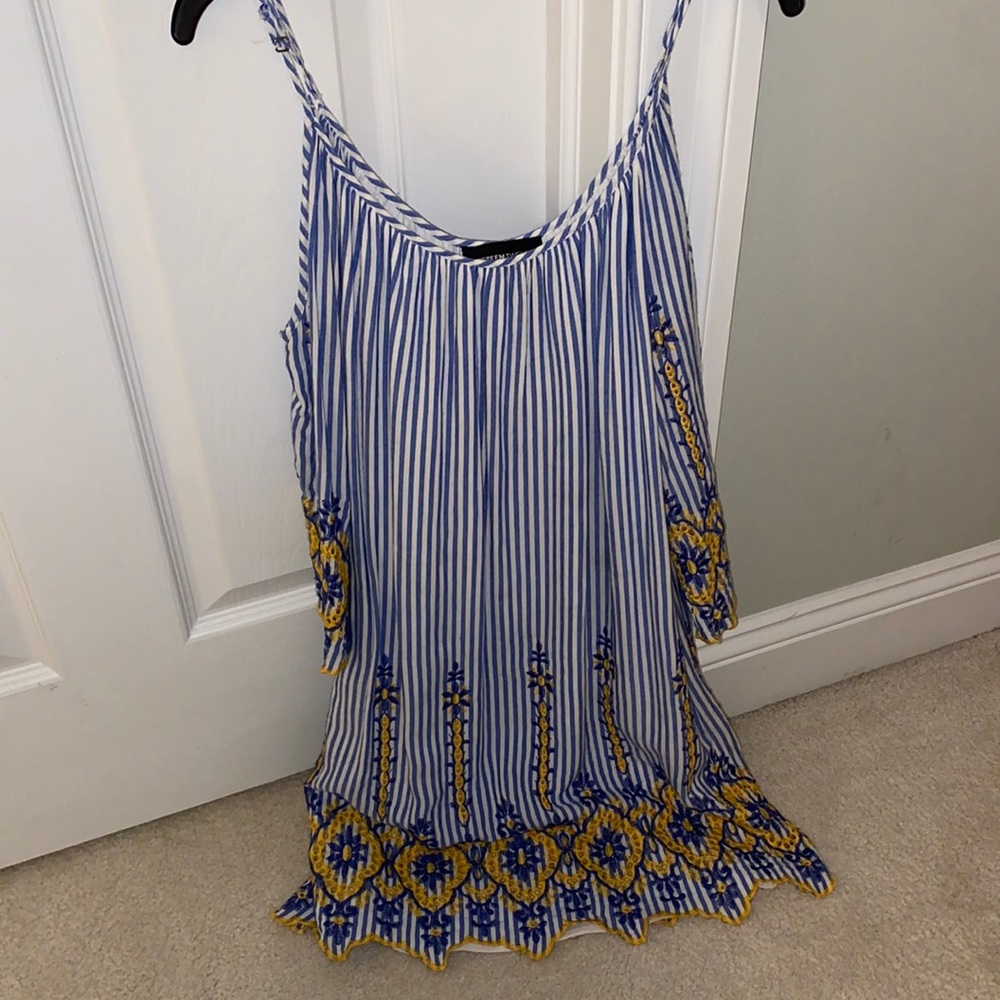 FifteenTwenty striped open-shoulder dress